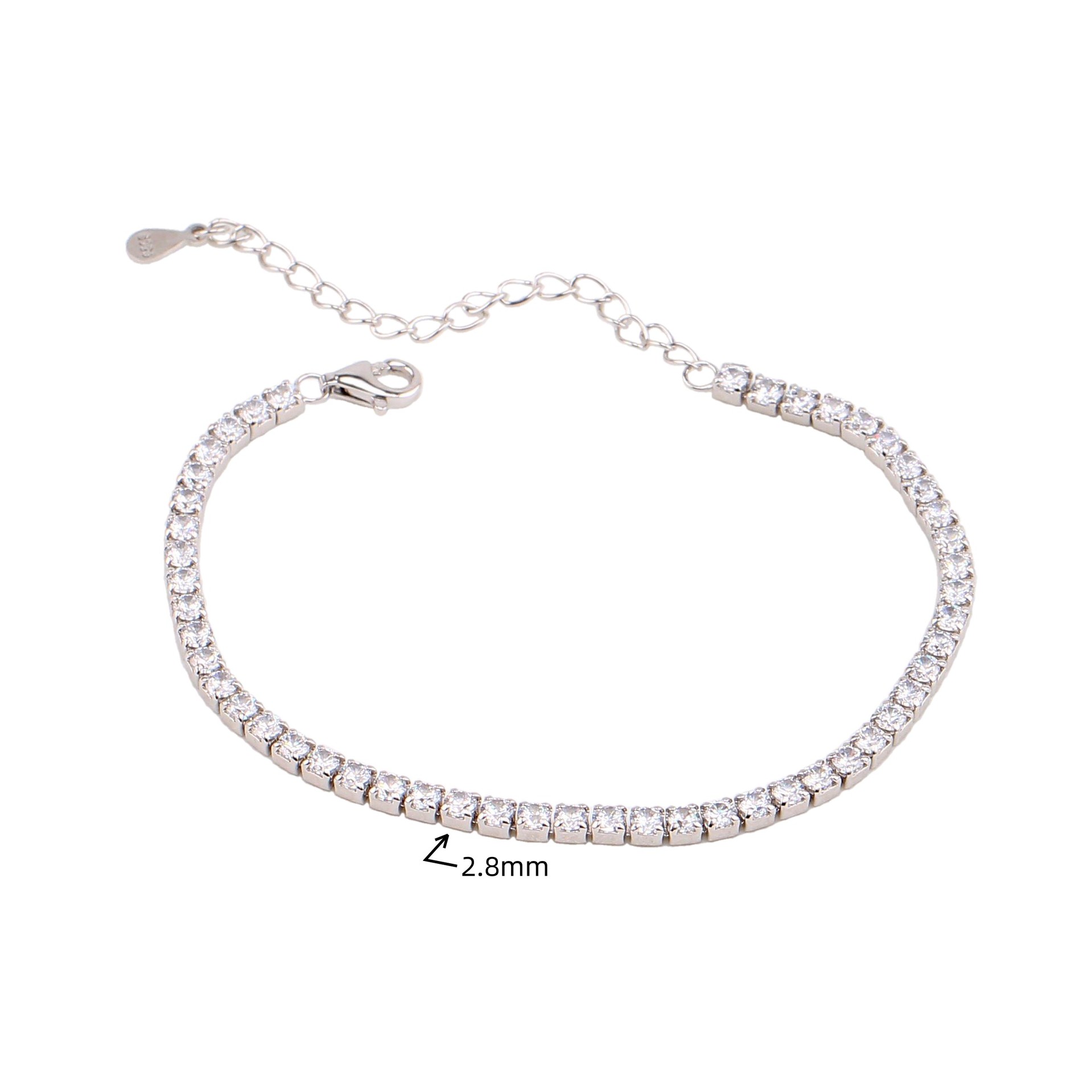 Elegant Solid Color Sterling Silver Zircon Tennis Bracelet In Bulk display picture 2