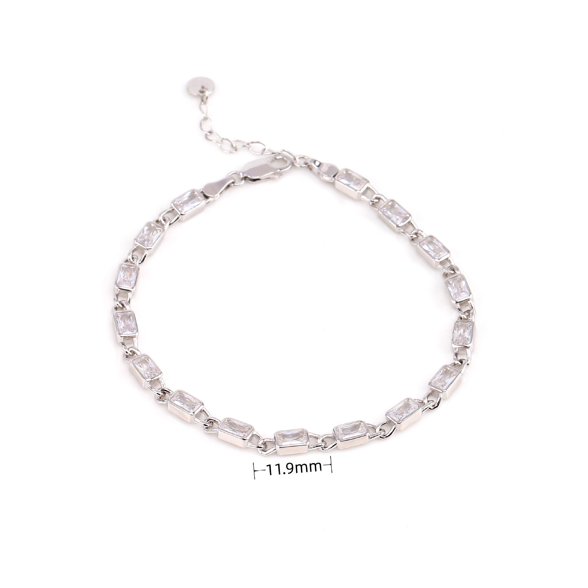 Simple Style Rectangle Sterling Silver Zircon Bracelets In Bulk display picture 2