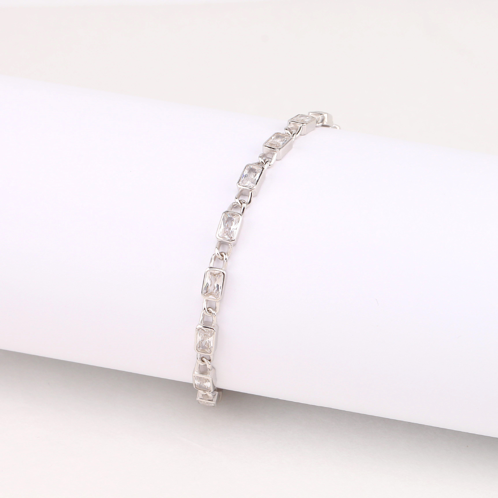 Simple Style Rectangle Sterling Silver Zircon Bracelets In Bulk display picture 6