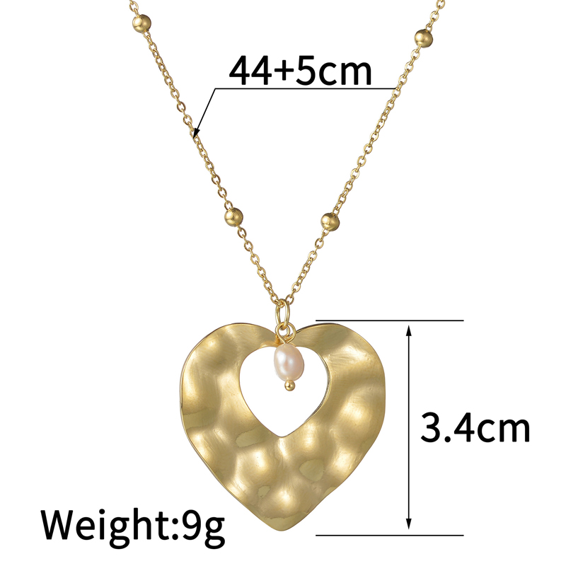 أسلوب بسيط شكل القلب ستانلس ستيل 14 كيلو مطلية بالذهب قلادة قلادة بكميات كبيرة display picture 1