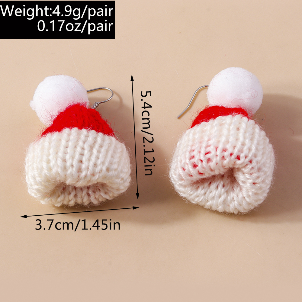 Wholesale Jewelry Cute Christmas Hat Knit Zinc Alloy Drop Earrings display picture 1
