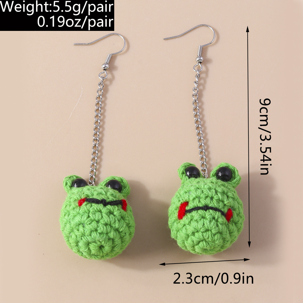1 Pair Cute Bear Pig Frog Knit Zinc Alloy Drop Earrings display picture 4