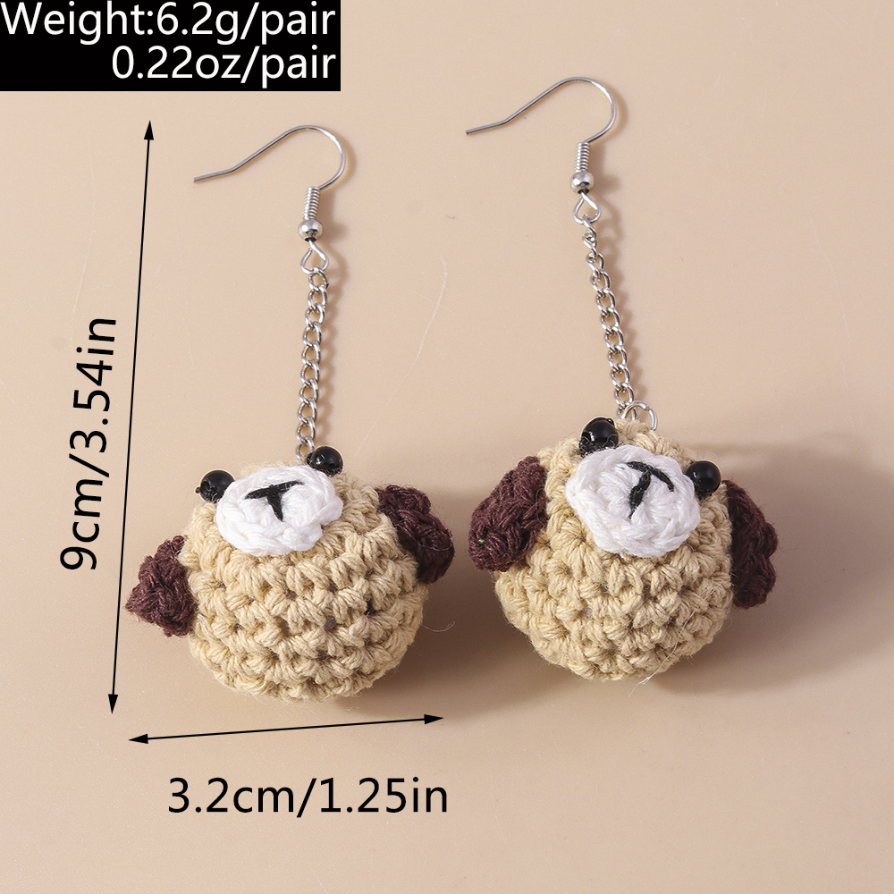1 Pair Cute Bear Pig Frog Knit Zinc Alloy Drop Earrings display picture 10