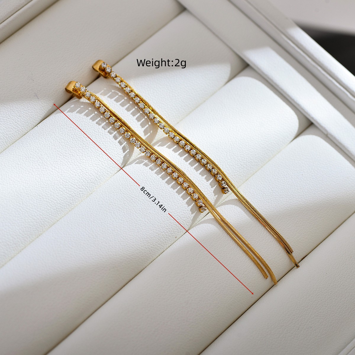 1 Pair Simple Style Solid Color Inlay Stainless Steel Zircon 18k Gold Plated Drop Earrings display picture 1