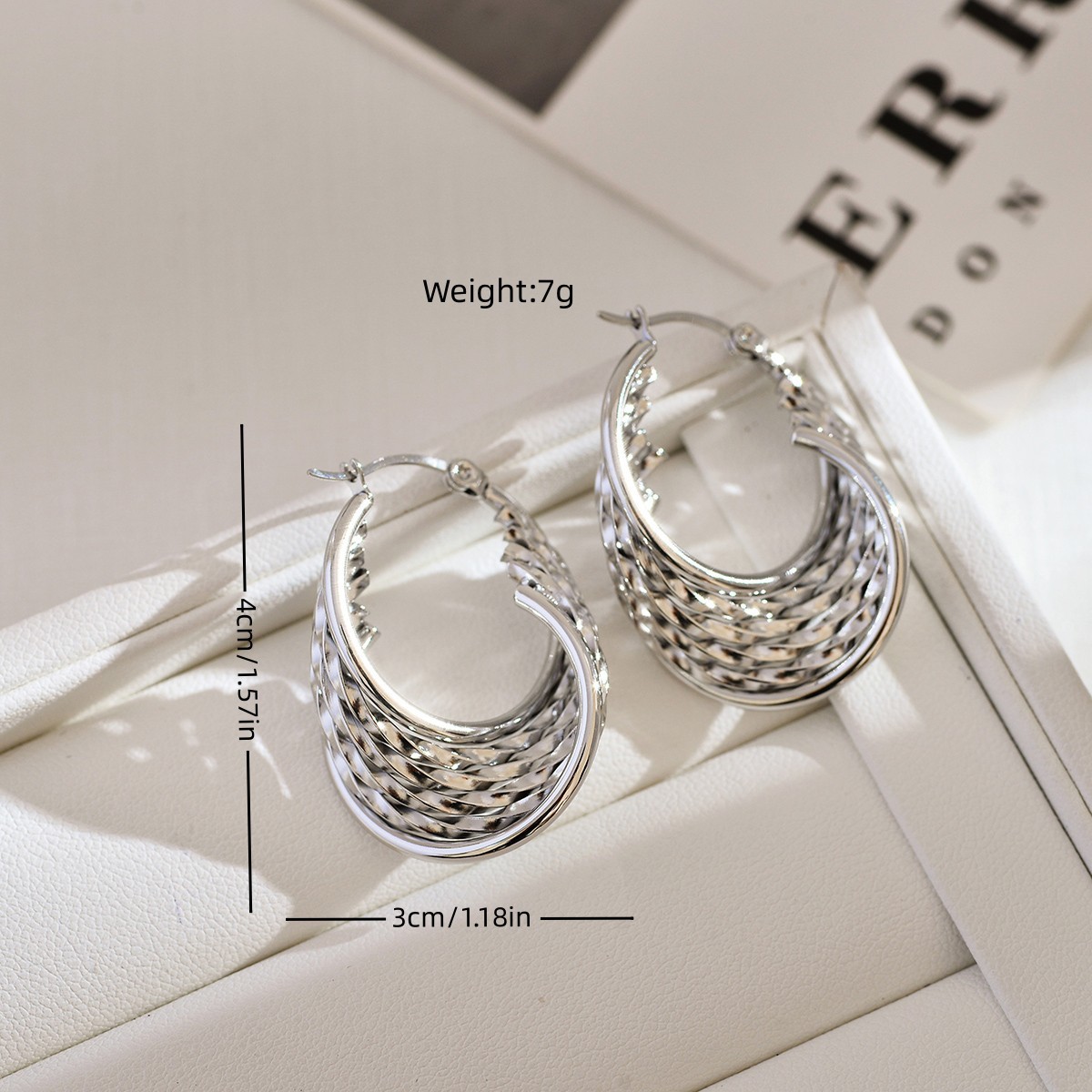 1 Pair Simple Style Solid Color Mesh Stainless Steel Earrings display picture 2