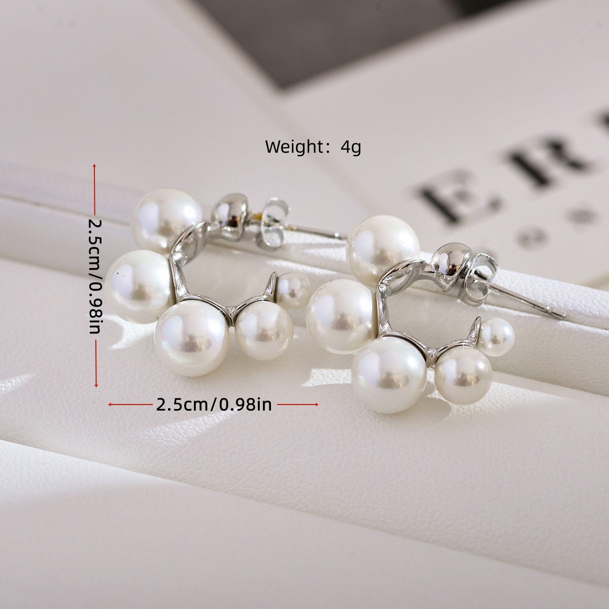 1 Paire Élégant Luxueux Rond Incruster Acier Inoxydable Perles Artificielles Boucles D'oreilles display picture 1