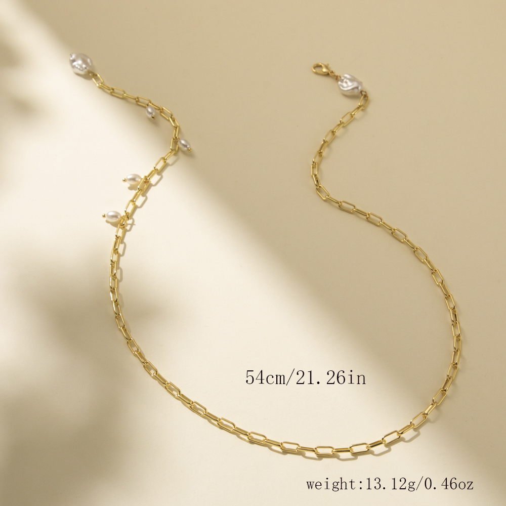 Süß Süss Einfacher Stil Einfarbig Imitationsperle Metall Überzug Frau Halskette display picture 5