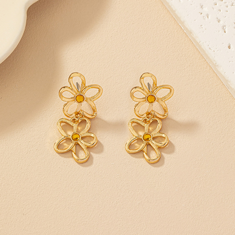 Wholesale Jewelry Ig Style Commute Korean Style Flower Alloy Plating Drop Earrings display picture 2