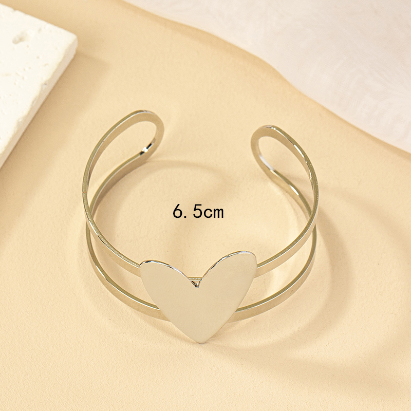 Lady Cool Style Korean Style Heart Shape Alloy Layered Plating White Gold Plated Women's Bangle display picture 3