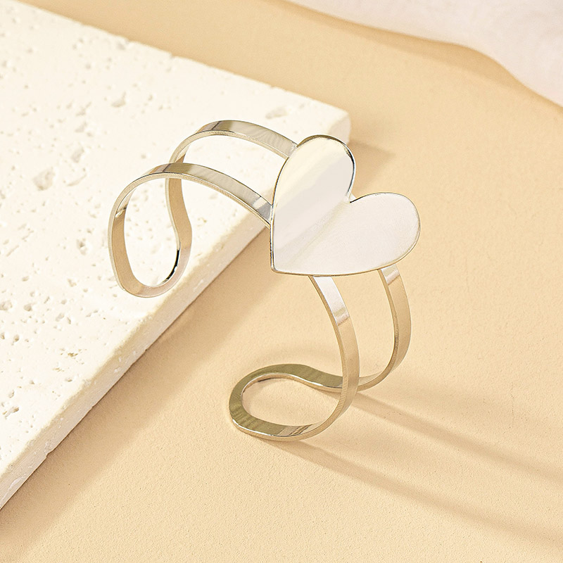 Lady Cool Style Korean Style Heart Shape Alloy Layered Plating White Gold Plated Women's Bangle display picture 4