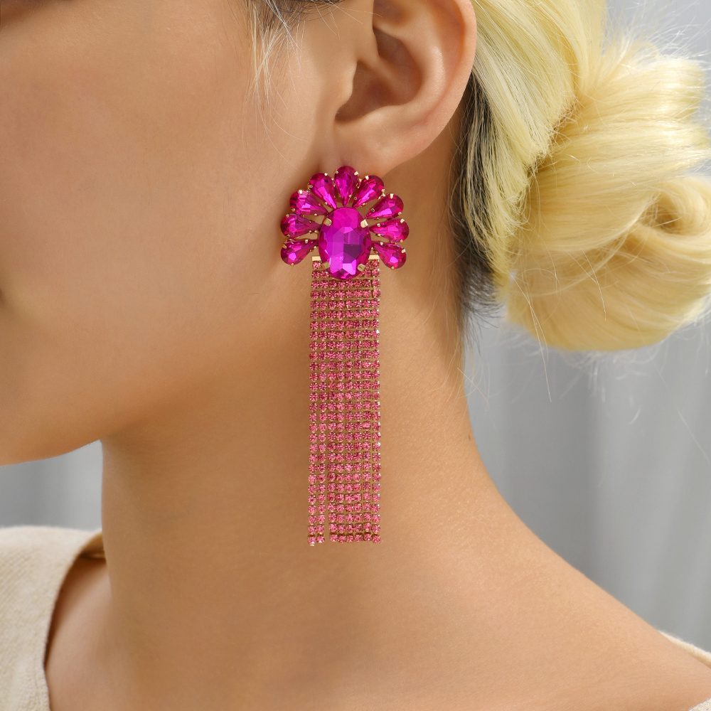 1 Pair Elegant Flower Inlay Copper Alloy Zircon Dangling Earrings display picture 9