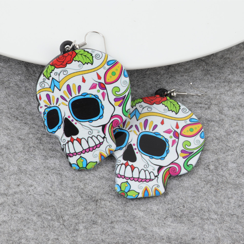 1 Pair Basic Classic Style Skull Arylic Drop Earrings display picture 1