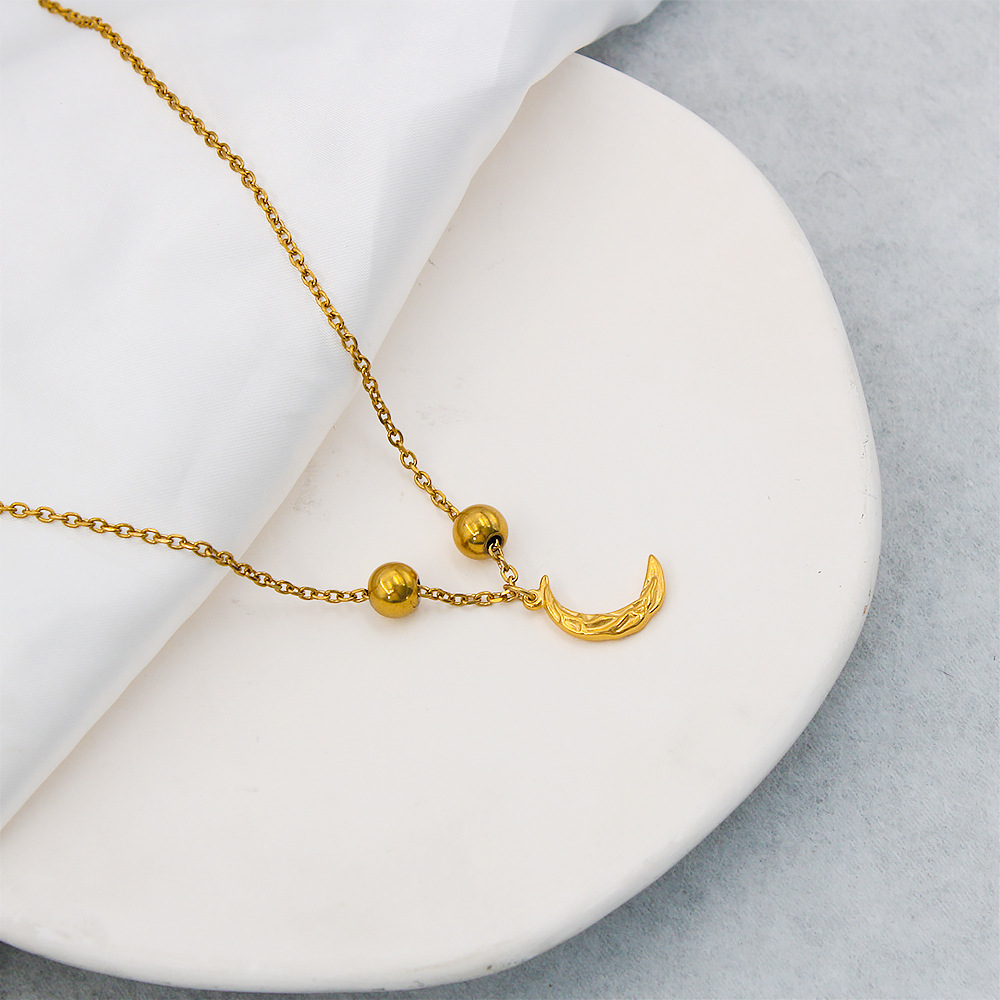 Edelstahl 304 18 Karat Vergoldet Einfacher Stil Mond Halskette Mit Anhänger display picture 19