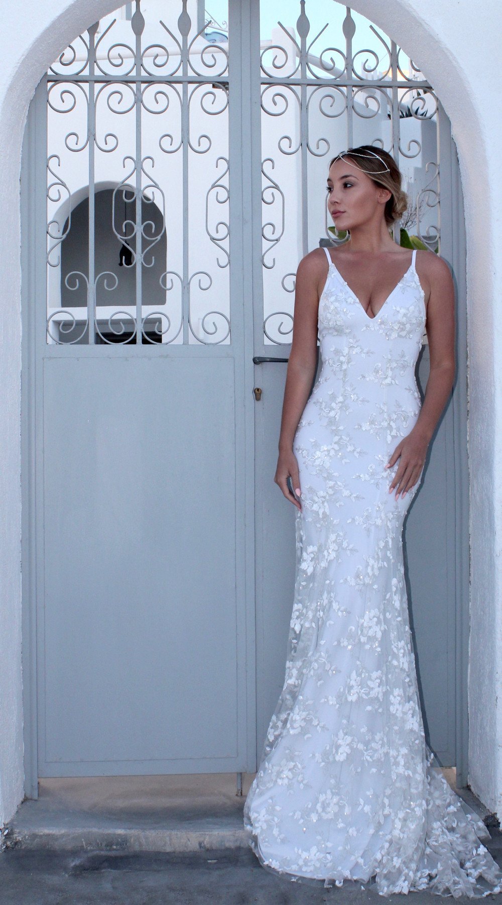 Wedding Dress Elegant Romantic V Neck Sleeveless Solid Color Maxi Long Dress Wedding display picture 5
