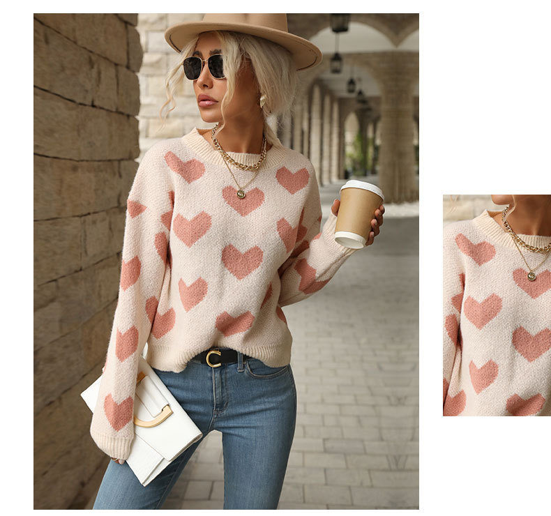 Women's Sweater Long Sleeve Sweaters & Cardigans Jacquard Casual Heart Shape display picture 3