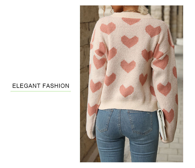 Women's Sweater Long Sleeve Sweaters & Cardigans Jacquard Casual Heart Shape display picture 5