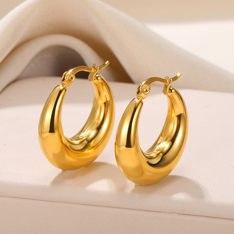 1 Pair Vintage Style Solid Color Irregular Plating Stainless Steel 18k Gold Plated Ear Studs display picture 1