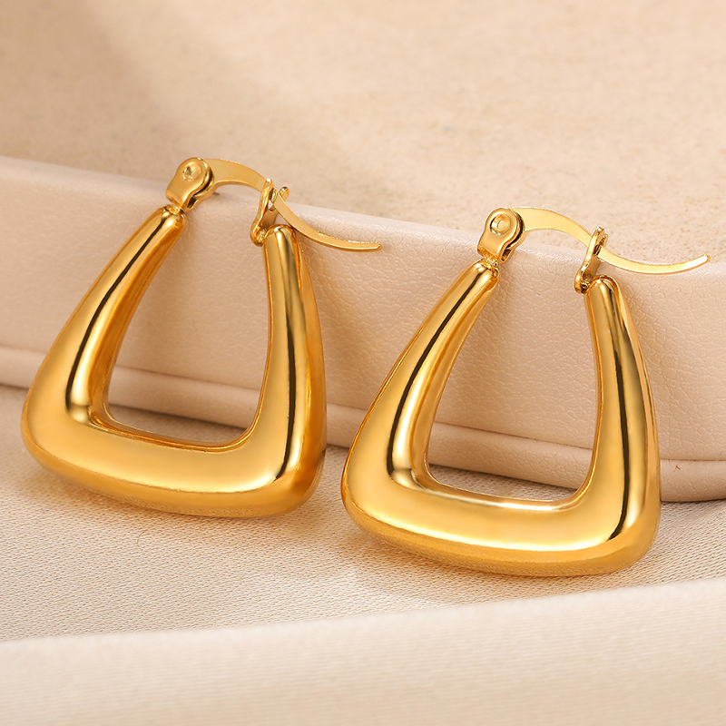 1 Pair Vintage Style Solid Color Irregular Plating Stainless Steel 18k Gold Plated Ear Studs display picture 2
