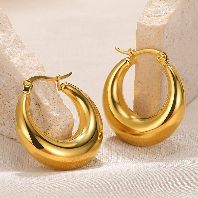 1 Pair Vintage Style Solid Color Irregular Plating Stainless Steel 18k Gold Plated Ear Studs display picture 3