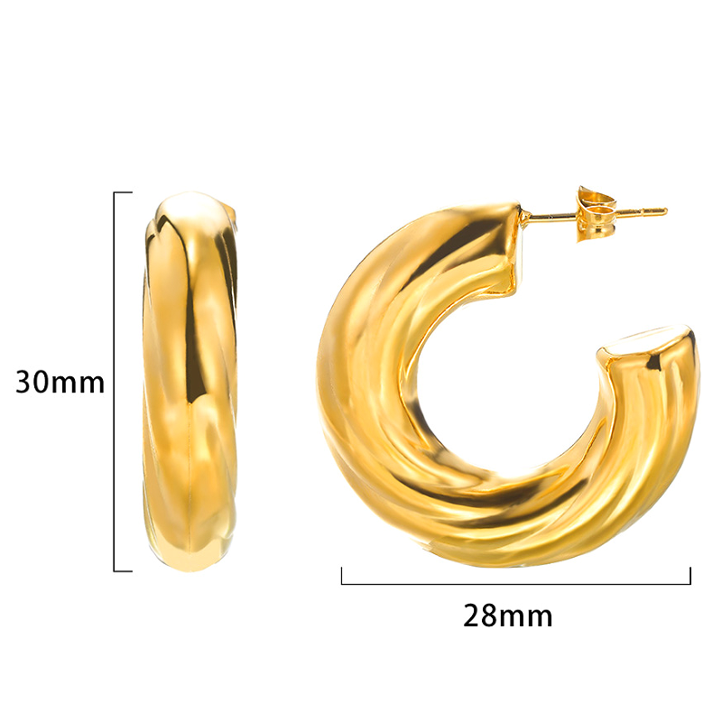 1 Pair Vintage Style Solid Color Irregular Plating Stainless Steel 18k Gold Plated Ear Studs display picture 6