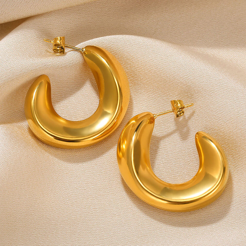 1 Pair Vintage Style Solid Color Irregular Plating Stainless Steel 18k Gold Plated Ear Studs display picture 8