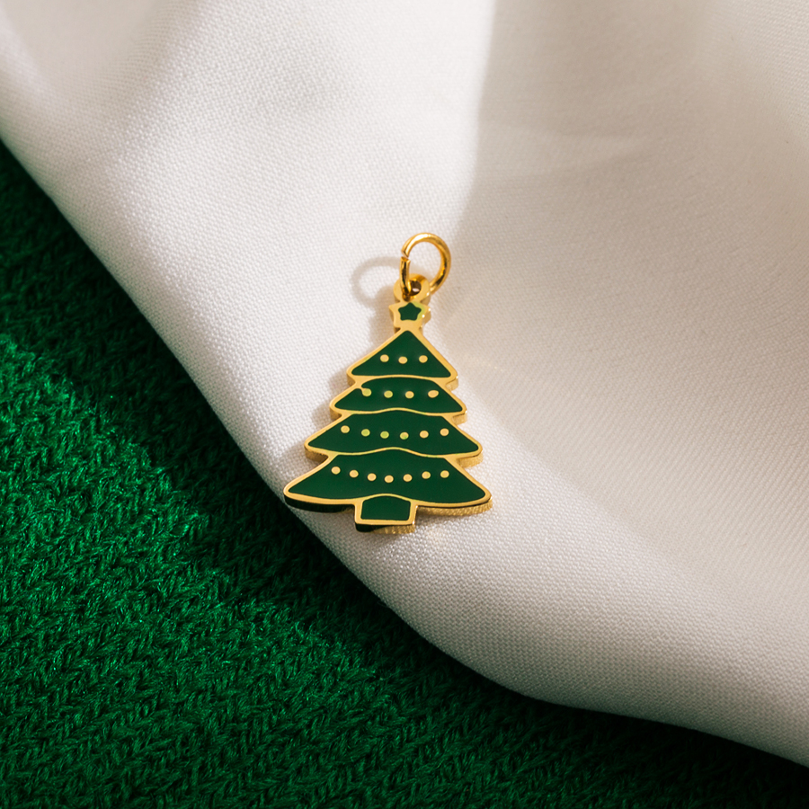 Wholesale Ig Style Sweet Christmas Tree Santa Claus Stainless Steel Enamel Plating 14k Gold Plated 18k Gold Plated Charms Necklace display picture 3
