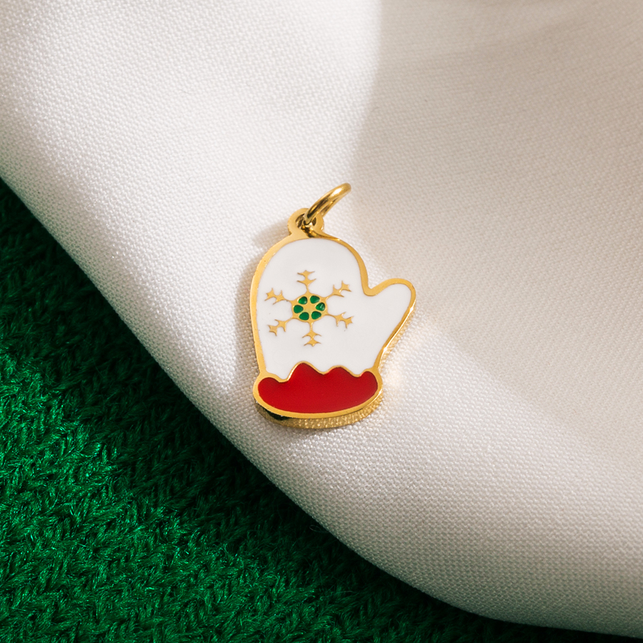 Wholesale Ig Style Sweet Christmas Tree Santa Claus Stainless Steel Enamel Plating 14k Gold Plated 18k Gold Plated Charms Necklace display picture 8