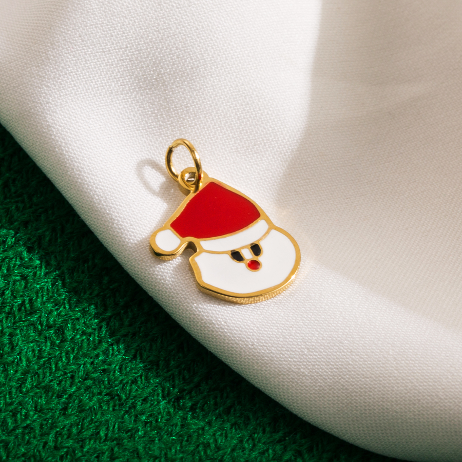 Wholesale Ig Style Sweet Christmas Tree Santa Claus Stainless Steel Enamel Plating 14k Gold Plated 18k Gold Plated Charms Necklace display picture 6