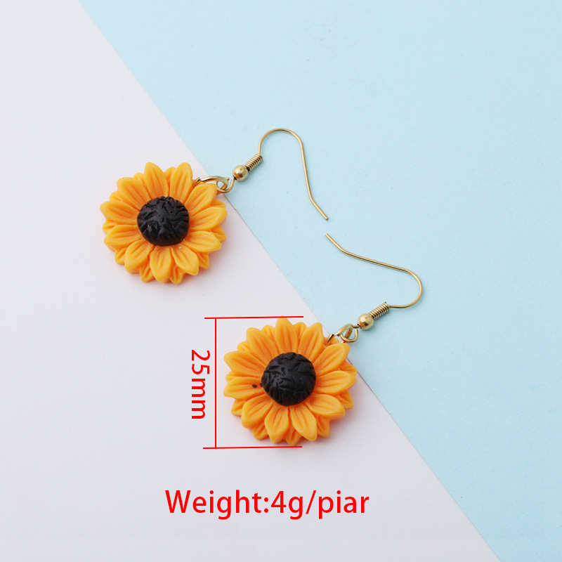 1 Par Elegante Girasol Enchapado Acero Inoxidable Resina Ninguno Pendientes De Gota display picture 1