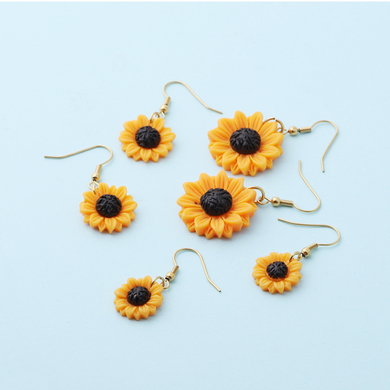 1 Par Elegante Girasol Enchapado Acero Inoxidable Resina Ninguno Pendientes De Gota display picture 7