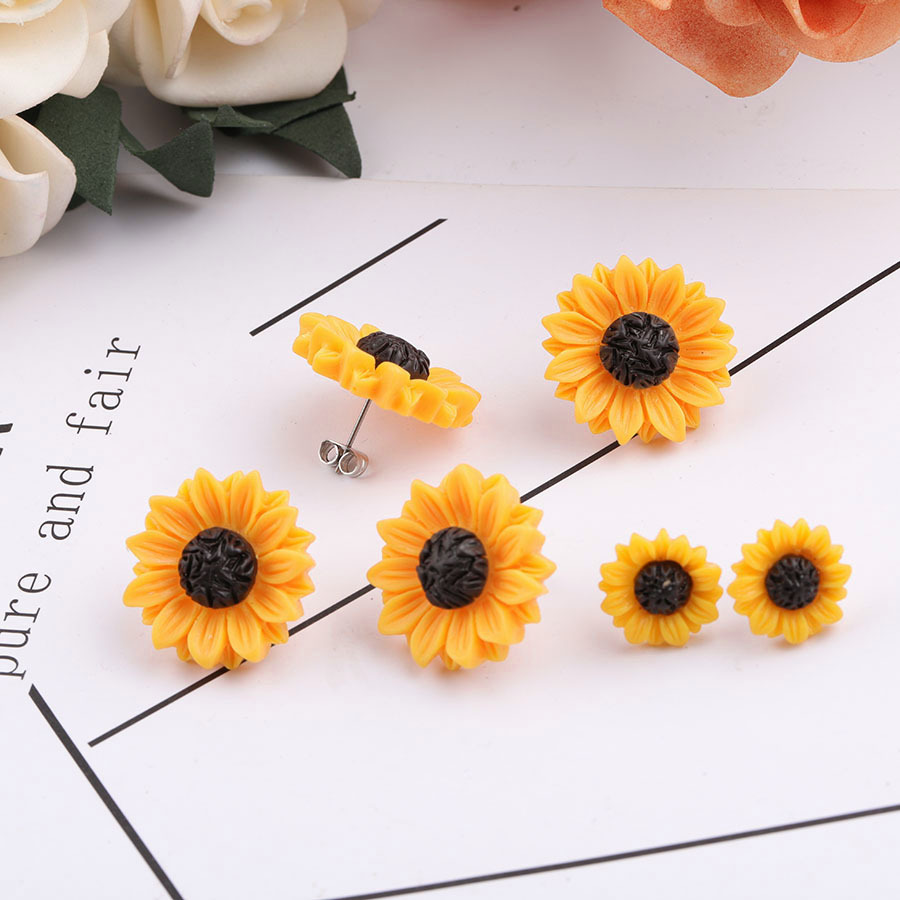 1 Pair Pastoral Flower Plating Resin Resin None Ear Studs display picture 2