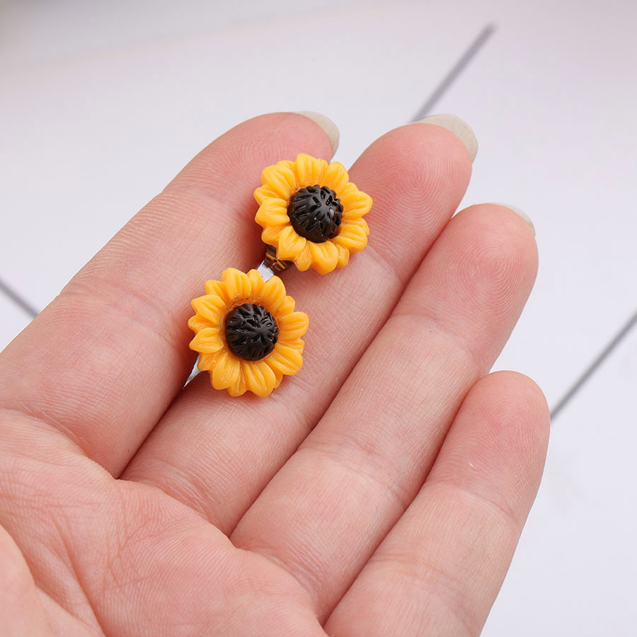 1 Pair Pastoral Flower Plating Resin Resin None Ear Studs display picture 3