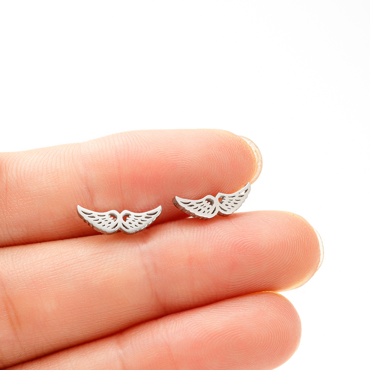 1 Pair Simple Style Wings Polishing Stainless Steel 18k Gold Plated Ear Studs display picture 3