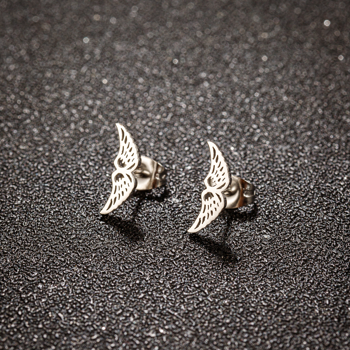 1 Pair Simple Style Wings Polishing Stainless Steel 18k Gold Plated Ear Studs display picture 9