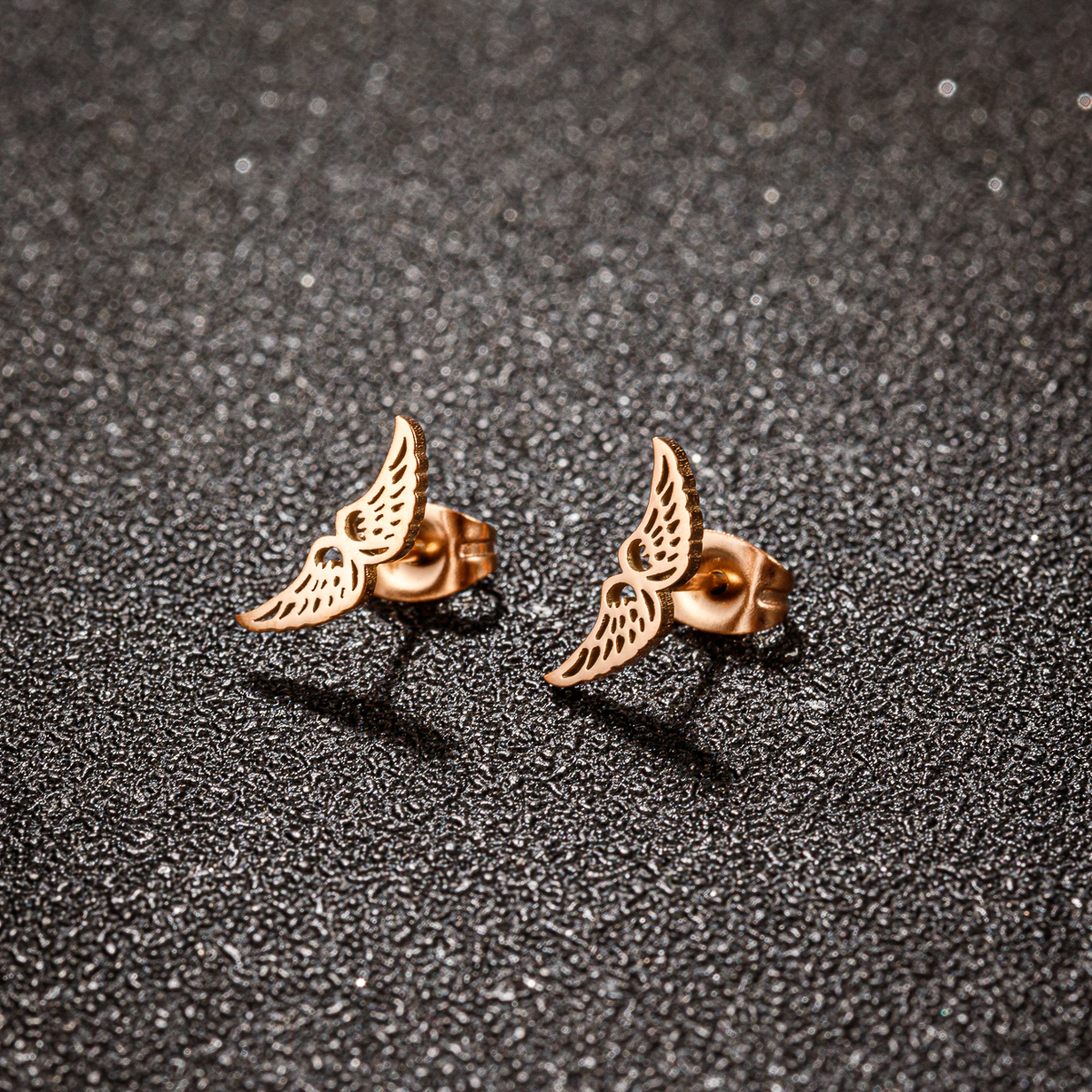1 Pair Simple Style Wings Polishing Stainless Steel 18k Gold Plated Ear Studs display picture 8