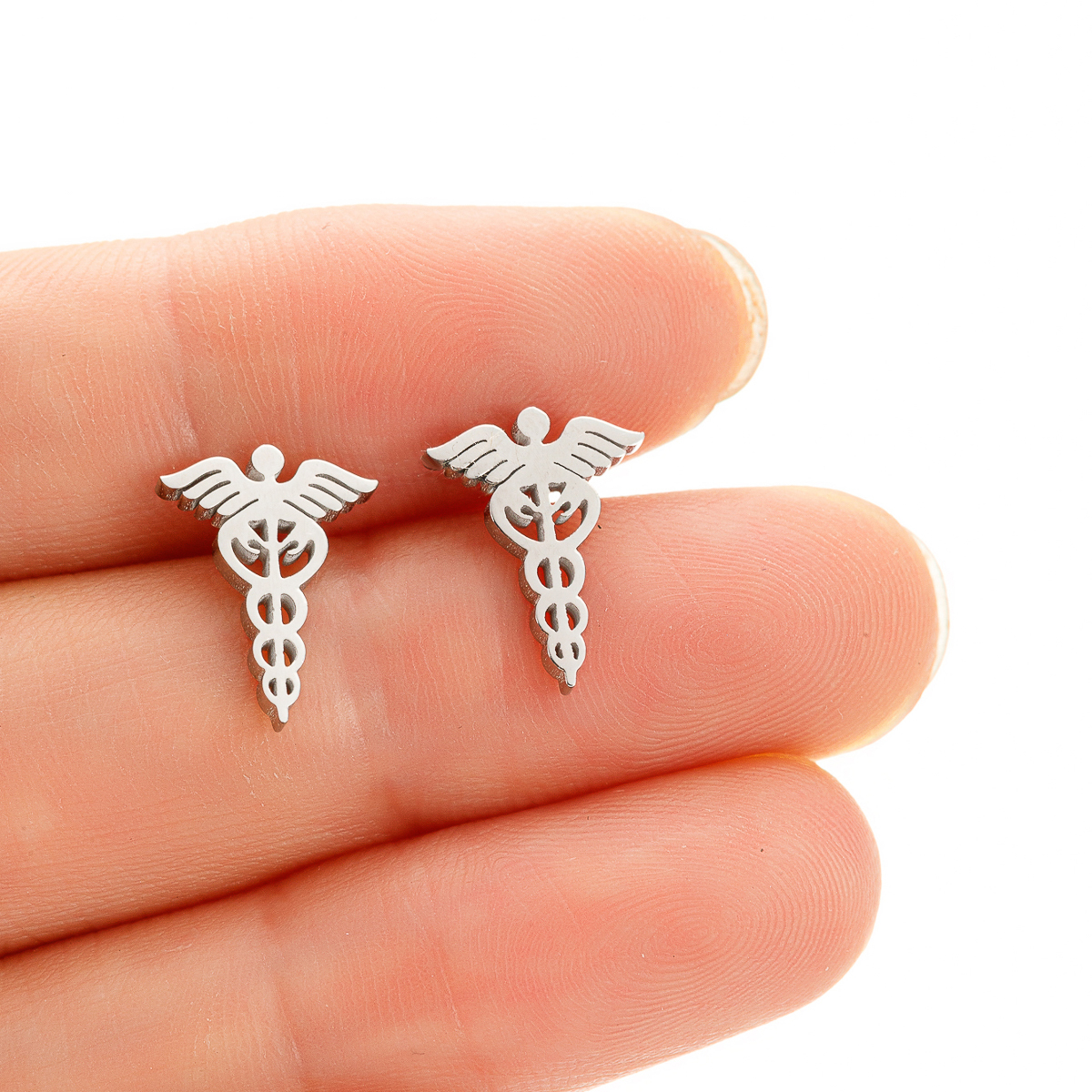 1 Pair Casual Pastoral Solid Color Wings Polishing Stainless Steel 18k Gold Plated Ear Studs display picture 3