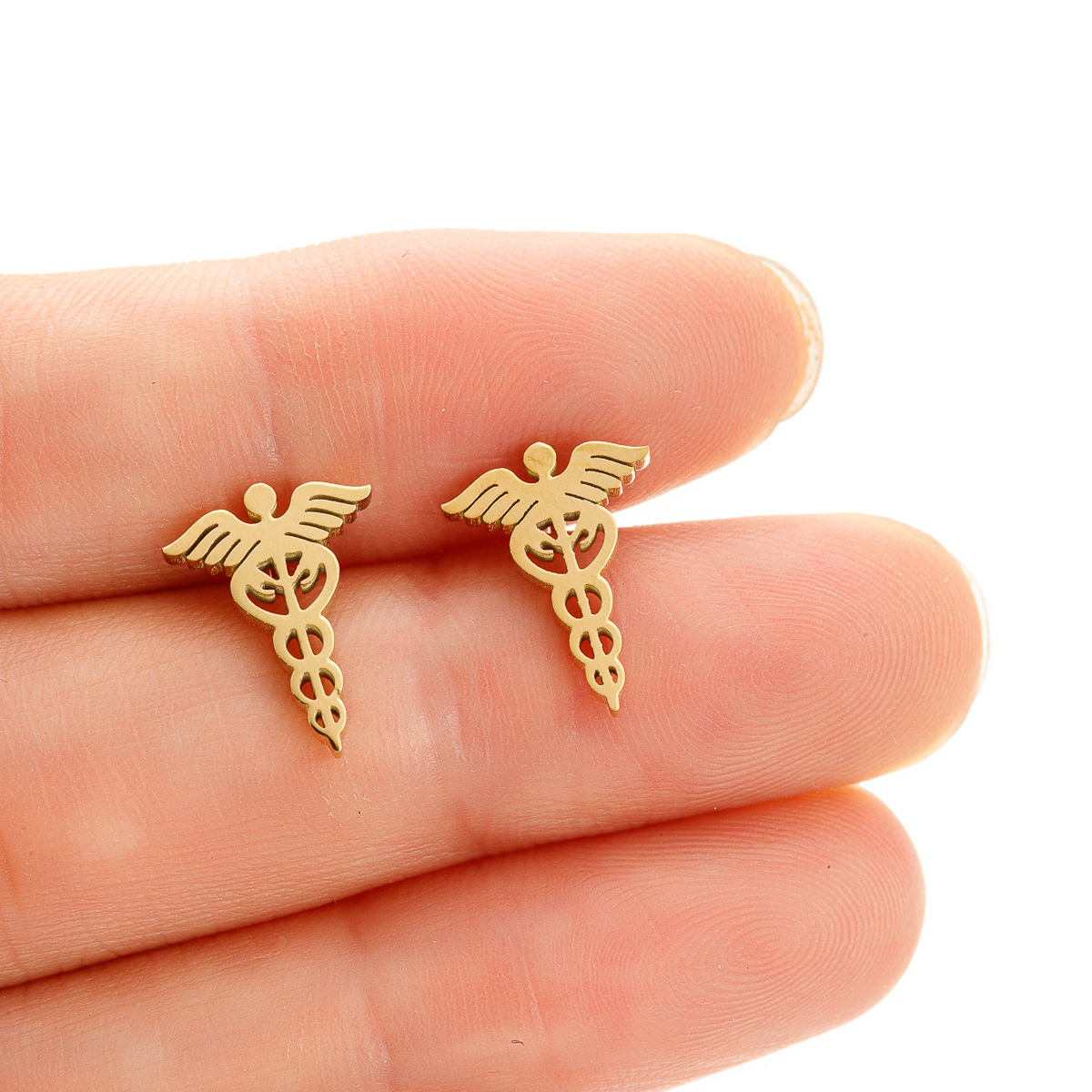 1 Pair Casual Pastoral Solid Color Wings Polishing Stainless Steel 18k Gold Plated Ear Studs display picture 7