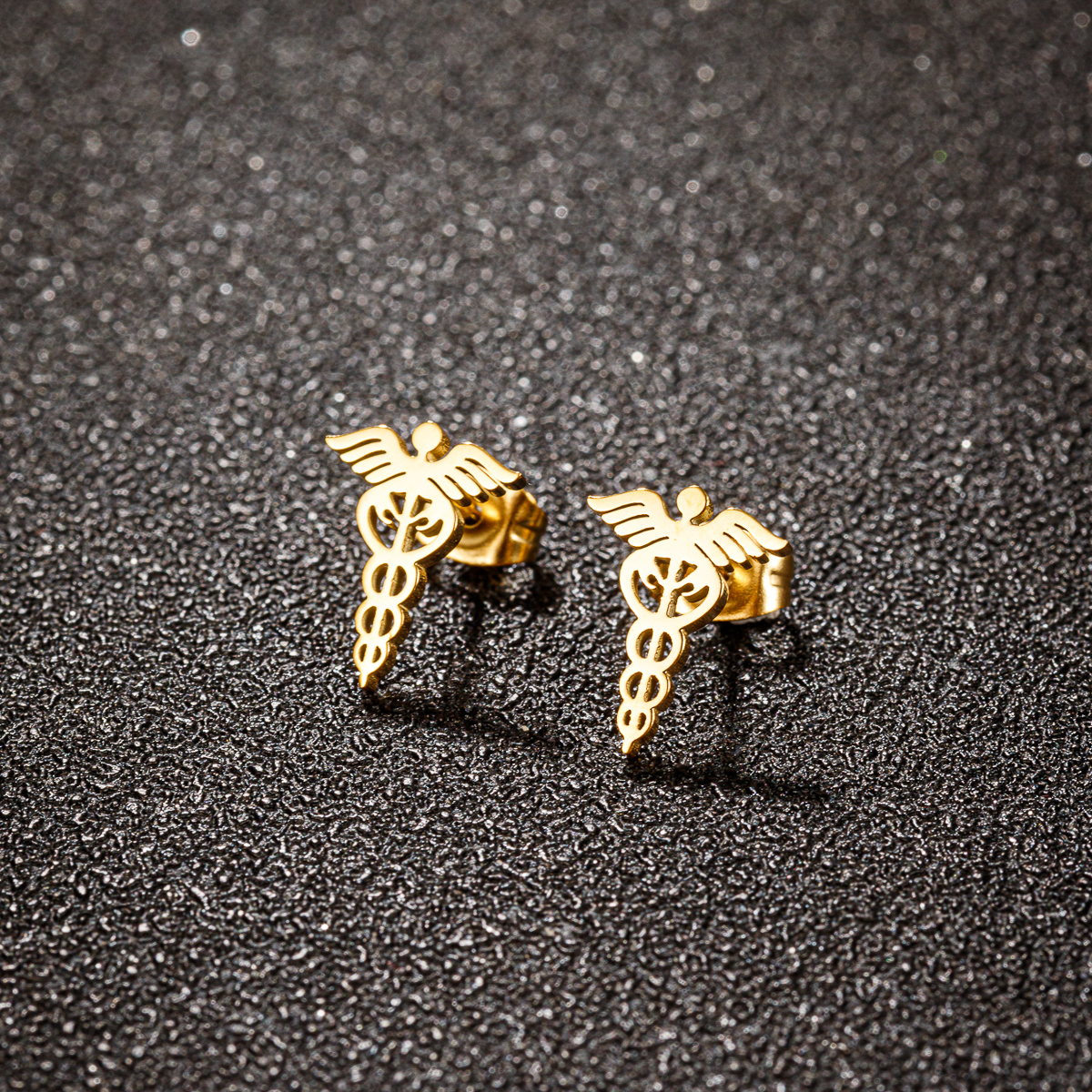 1 Pair Casual Pastoral Solid Color Wings Polishing Stainless Steel 18k Gold Plated Ear Studs display picture 6
