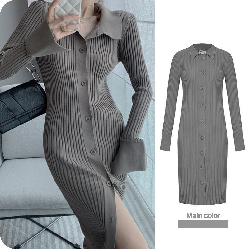 Women's Shirt Dress Casual Simple Style Turndown Long Sleeve Solid Color Midi Dress Daily Street display picture 1
