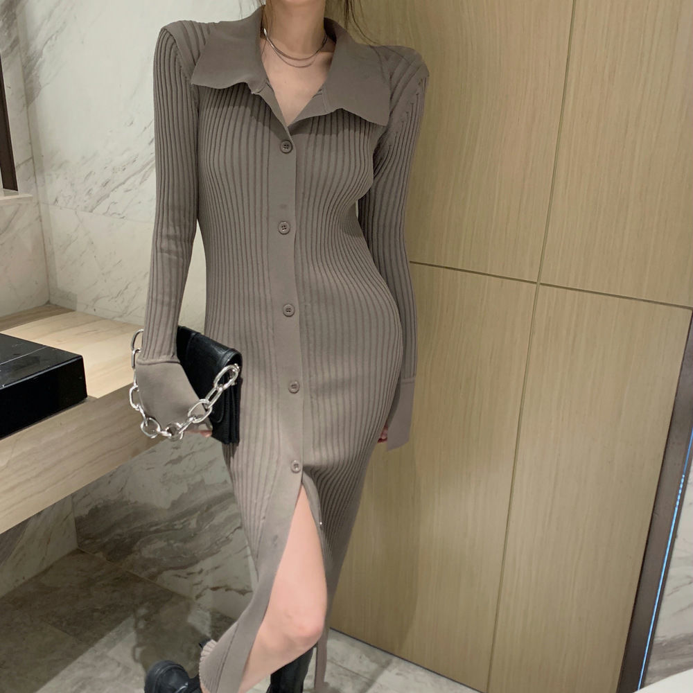 Women's Shirt Dress Casual Simple Style Turndown Long Sleeve Solid Color Midi Dress Daily Street display picture 3