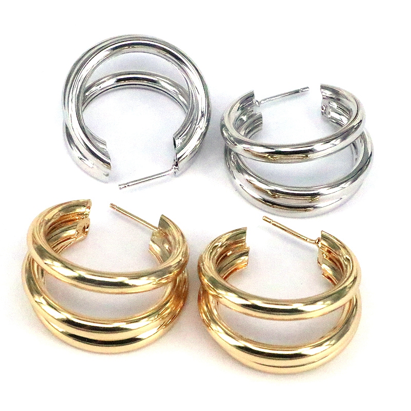 1 Piece Vintage Style Geometric Solid Color Plating Copper Gold Plated Silver Plated Hoop Earrings display picture 3