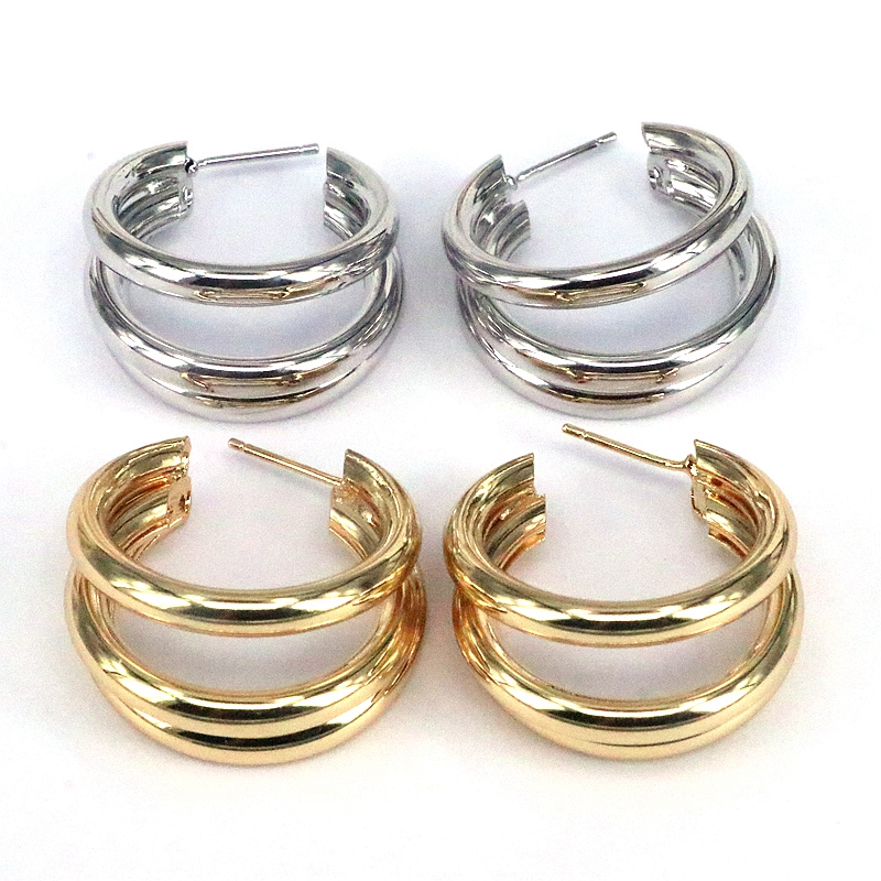 1 Piece Vintage Style Geometric Solid Color Plating Copper Gold Plated Silver Plated Hoop Earrings display picture 2