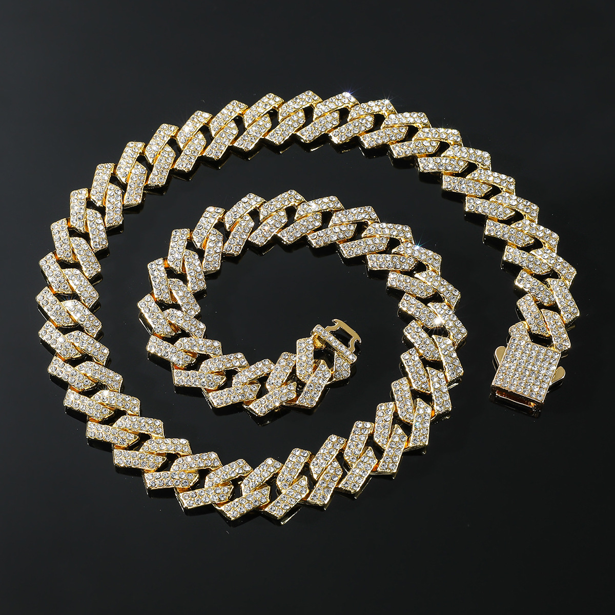 Hip-hop Solid Color Rhinestones Alloy Wholesale Bracelets Necklace display picture 5