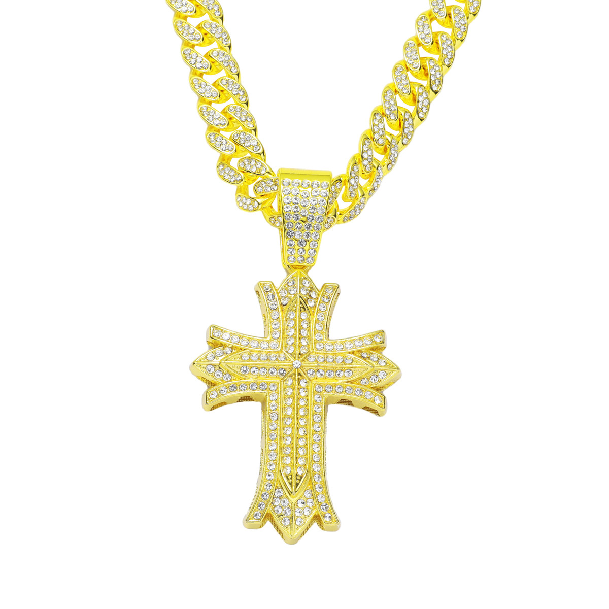 Hip-hop Cross Alloy Inlay Rhinestones Men's Charms Pendant Necklace display picture 13