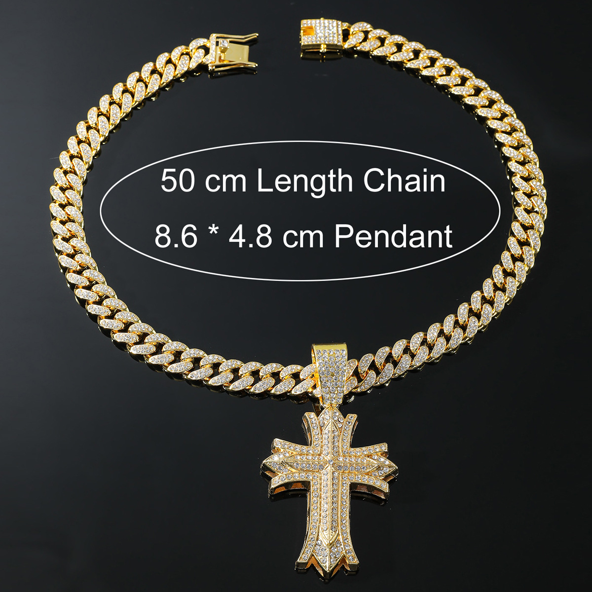 Hip-hop Cross Alloy Inlay Rhinestones Men's Charms Pendant Necklace display picture 14