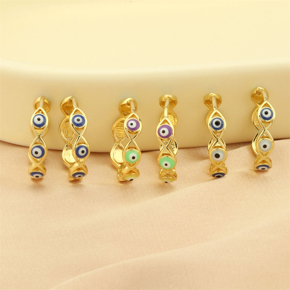 1 Pair Retro Simple Style Devil's Eye Plating Inlay Copper Zircon 18k Gold Plated Hoop Earrings display picture 3