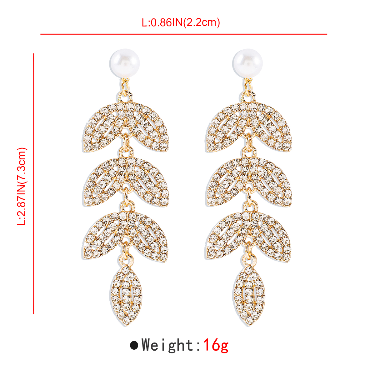 1 Pair Elegant Shiny Leaves Inlay Imitation Pearl Iron Rhinestones Drop Earrings display picture 15