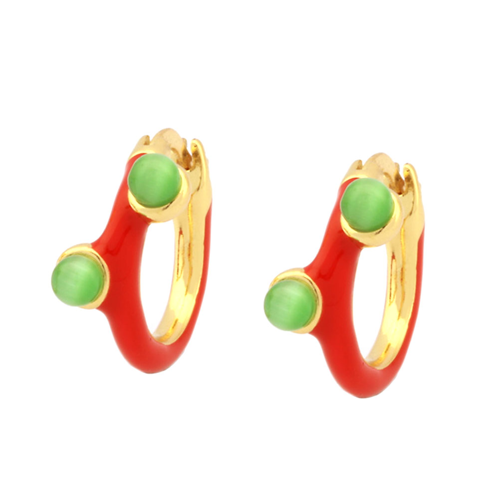 1 Pair Simple Style Geometric Enamel Plating Inlay Copper Opal 18k Gold Plated Hoop Earrings display picture 11