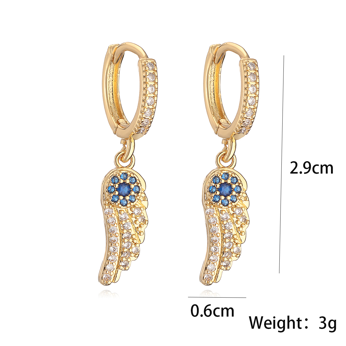 1 Pair Simple Style Commute Wings Plating Inlay Copper Zircon 18k Gold Plated Drop Earrings display picture 1