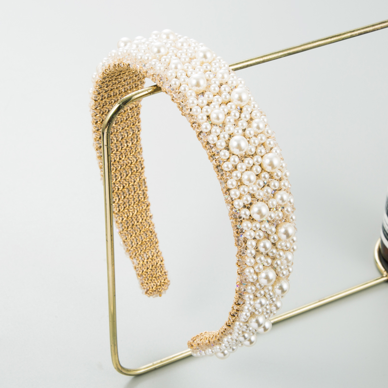 Élégant Luxueux Couleur Unie Chiffon Incruster Perles Artificielles Bande De Cheveux display picture 3